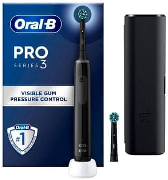 Oral-B Pro3 crna električna četkica za zube + dodatna crna glava četkice + TC (8006540759912)