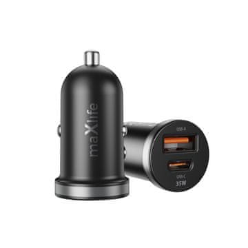 maXlife Maxlife MXCC-05 auto punjač USB-C PD/QC + USB-A 35W, crni