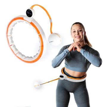 Northix Magnetski hula hoop s utezima, TPE, bijela/narančasta, brojač