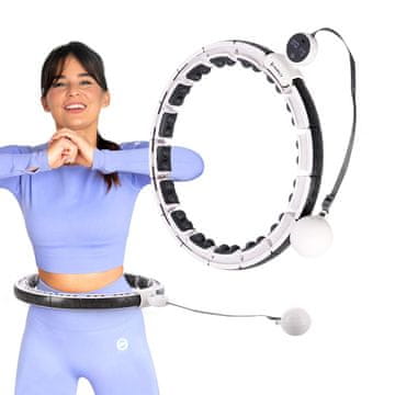 Northix Magnetski hula hoop s utezima i brojačem, bijeli