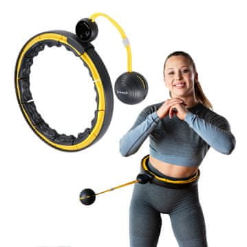 Northix Magnetni hula hoop s utezima, TPE, crno/žuti, s brojačem