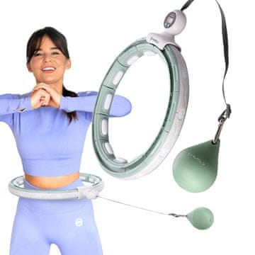 Northix Zeleni magnetski hula hoop s utezima i brojačem