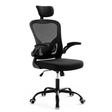 Northix Ergonomska crna uredska stolica s potporom za glavu i lumbalni dio