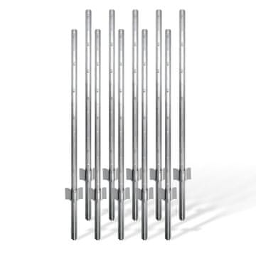 Northix Čelični stupovi za ogradu s ankerima za tlo, 90 cm, set od 10