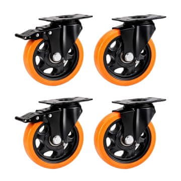 Northix Set okretnih kotačića 125 mm, čelik i PVC, nosivost 150 kg