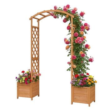 Northix Drveni vrtni luk s sadilicama, jela, 206x180x40 cm