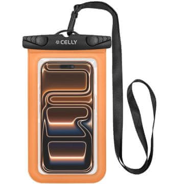 CELLY Vodootporna torbica za telefon IPX8, odgovara do 7 inča, narančasta