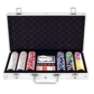 Northix Set poker žetona, 300 žetona, aluminijska kutija – Texas Hold'em