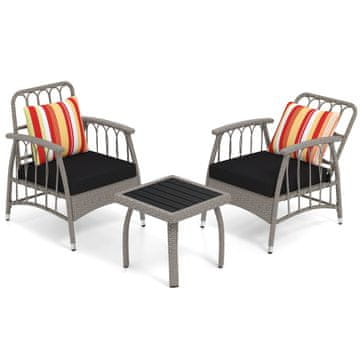 Northix 3-dijelni vrtni pleteni set, podesivi naslon, siva