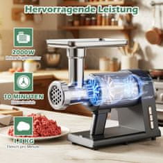 Northix Električni mlin za meso 2000 W, 3 cijevi za kobasice, set za kebbe