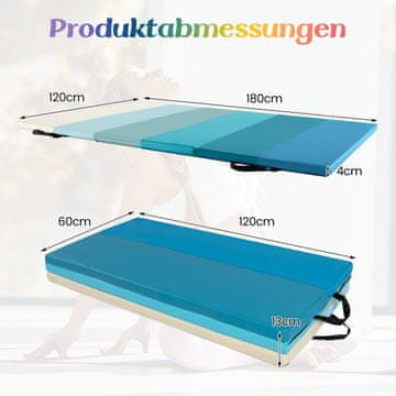 Northix Sklopiva gimnastička strunjača 180x120 cm, plava, PU pjena