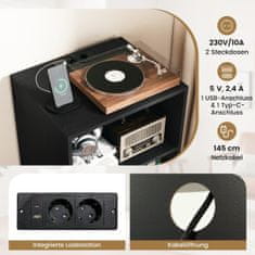Northix Stalak za gramofon s punjačem i spremištem za vinil