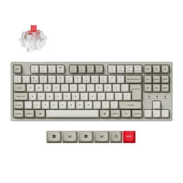 Keychron C1 Pro mehanička tipkovnica, TKL 80%, crveni prekidači, bijela (C1PX-M1-UK)