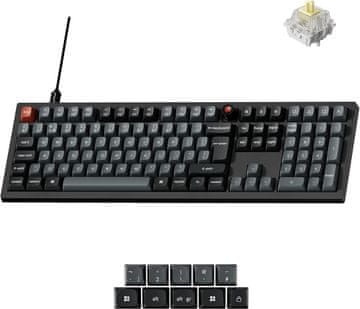 Keychron V6 8K Žičana mehanička tipkovnica, 100% pune veličine, banana prekidači, crna (V6W-D4-UK)