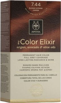 Apivita My Color Elixir 7.44 Blonde Intenzivna bakrena boja za kosu 50 ml + Oksidans 75 ml + Regenerator 2x15 ml + Rukavice za jednokratnu upotrebu + Upute (5201279077297)