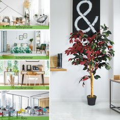 Northix 120 cm veliko zeleno stablo fikusa u lončanici, umjetno stablo, realistične zelene biljke