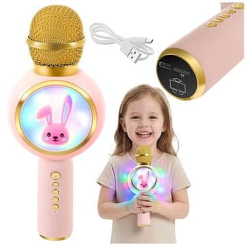 Northix Bežični Bluetooth karaoke mikrofon za djecu, roze boje