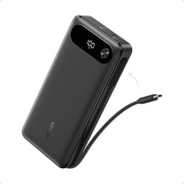 Anker punjiva baterija s ugrađenim USB-C kabelom, 20000 mAh, 87 W, crna (A1383H11)