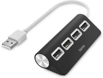 Hama Hama USB Hub, 4 porta, High-Speed, 4x USB-A, 4in1 adapter