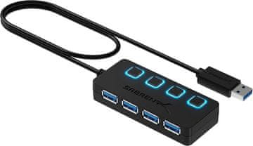 slomart Sabrent USB 3.2 Gen 1 Hub, 4-portni razdjelnik, LED, 68cm kabel, 5Gbps