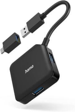 Hama Hama USB-C Hub 3.2 Gen1, 4-portni (4in1) s USB-C adapterom