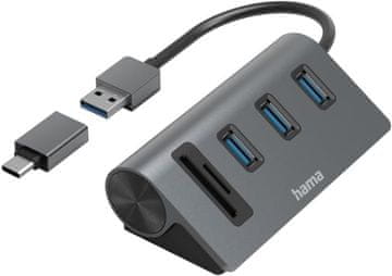 Hama Hama USB Hub i čitač kartica, 5-portni (3x USB-A, SD, microSD), 5 Gbit/s