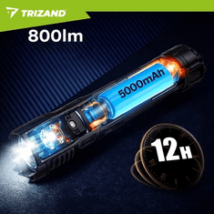 Trizand Zoom LED ručna punjiva svjetiljka, 800 lm, 5000 mAh (00026950)