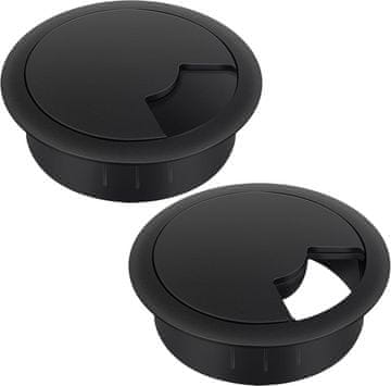 slomart Bolatus 2x Uvodnica za kablove za radni stol - 60mm, crna