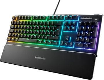 SteelSeries SteelSeries Apex 3 RGB Gaming tipkovnica, tihi gaming prekidači
