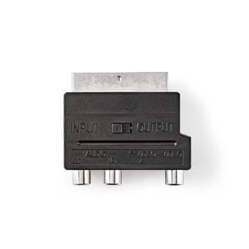 Nedis SCART adapter SCART muški S Video ženski 3x RCA ženski Niklani Preklopni ABS Crni 1 kom Kutija