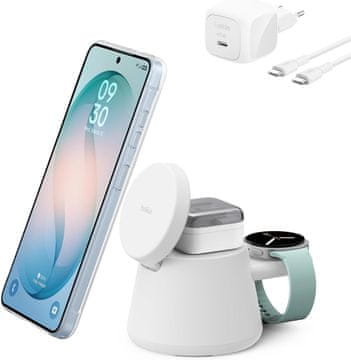 Belkin Belkin UltraCharge 3-u-1 Qi2 bežična stanica (25W) - Bijela