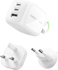 Belkin Belkin BoostCharge Pro 70W GaN punjač s 3 priključka