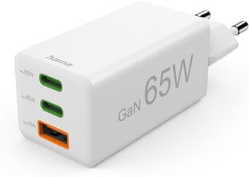 Hama Hama Brzi GaN punjač 65W, USB-C, USB-A, PD/Quick Charge 3.0
