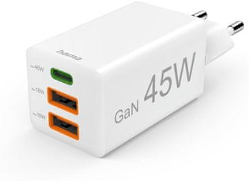 Hama Hama GaN brzi punjač 45W, USB, Power Delivery/Quick Charge 3.0