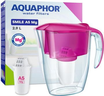 Aquaphor AQUAPHOR Smile Ciklama vrč za filtriranje vode 2,9L s 1x A5 filterom - roza
