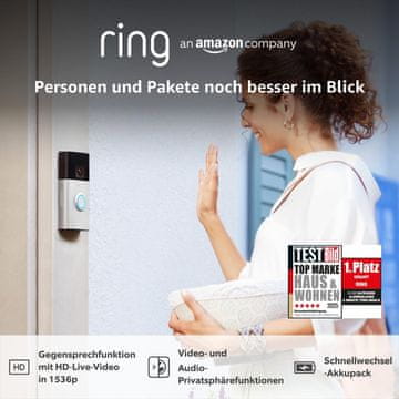 Ring Ring Akku-Videotürklingel Plus - Pametni video portafon, 1536p HD, punjiva baterija