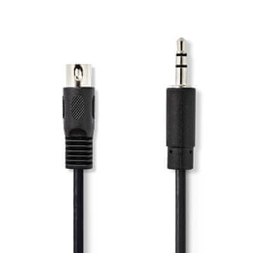 Northix DIN audio kabel DIN 5 pinski muški 3 5 mm muški Niklani 2 00 m Okrugli PVC Crni Oznaka