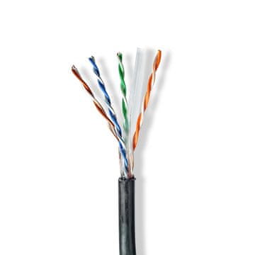Northix Mrežni kabel u roli CAT6 Čvrsti U UTP CCA 305 0 m Vanjski Okrugli PE Crni Poklon kutija