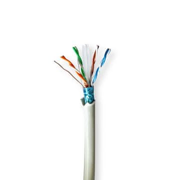 Northix Mrežni kabel u roli CAT6 Čvrsti F UTP Goli bakar 100 0 m Za unutarnju upotrebu Okrugli LSZH Sivi Poklon kutija