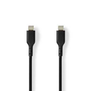 Nedis USB kabel USB 2 0 USB C muški USB C muški 240 W 480 Mbps Niklani 2 00 m Okrugli PVC Crni Etiketa