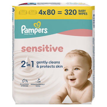 Pampers XXL Sensitive hidratantne maramice, 4x80 komada