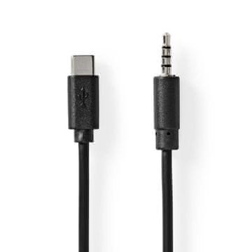 Nedis USB C adapter USB 2 0 USB C muški 3 5 mm muški 1 00 m Okrugli Niklani Crni Oznaka