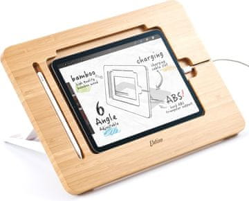 slomart ELETIUO drveni stalak za crtanje za iPad s utorom za olovku i punjenje
