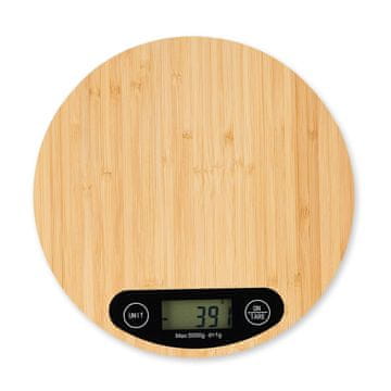 slomart Relaxdays bambusna kuhinjska vaga, LCD, Tara, Ø 20 cm