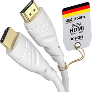 slomart KABELDIREKT 4K HDMI kabel, 15m, bijeli, za PS5, Blu-ray, Xbox, Switch