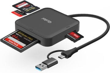 Rollei Rollei 4-u-1 čitač kartica USB 3.0 & USB-C (SD/microSD/CF/MS)