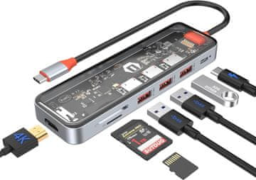 slomart SUTOUG USB-C Hub 7-u-1 HDMI 4K, PD 100W, USB-A, čitač kartica