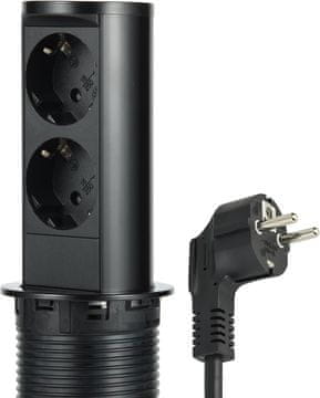 slomart Electraline 62586 Izvlaka stolna utična letva (2x Schuko)