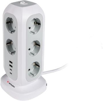Verbatim Verbatim EU utičnica toranj 15-u-1, 11x Euro, 2x USB-C, 2x USB-A