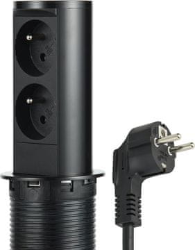 slomart Electraline utičnica, uvlačiva, Pop-Up, 2x francuska